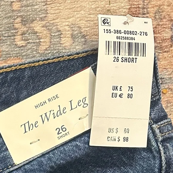 Abercrombie & Fitch Wide Leg Jeans in Dark Blue Denim - Picture 4 of 5